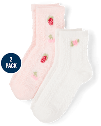 Girls Rosette Pointelle Midi Socks 2-Pack