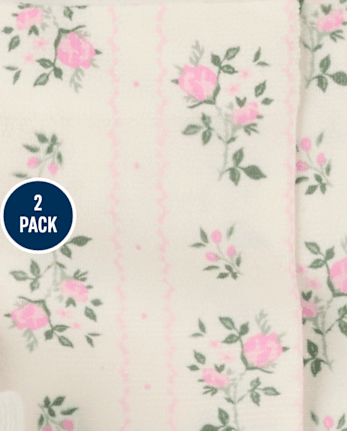 Lot de 2 paires de chaussettes mi-longues à fleurs 3D pour filles