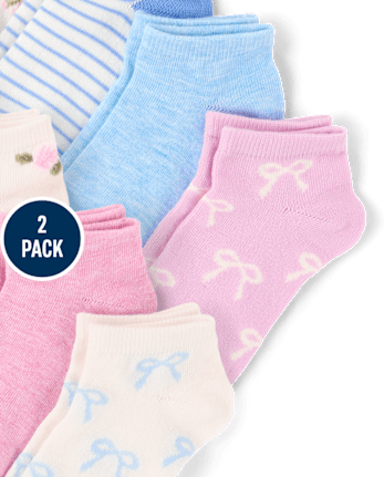 Toddler Girls 3D Floral Midi Socks 2-Pack - SOFT WHITE