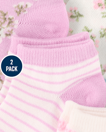 Toddler Girls 3D Floral Midi Socks 2-Pack - SOFT WHITE