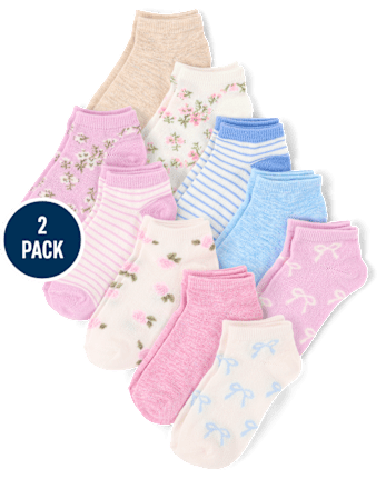 Toddler Girls 3D Floral Midi Socks 2-Pack - SOFT WHITE