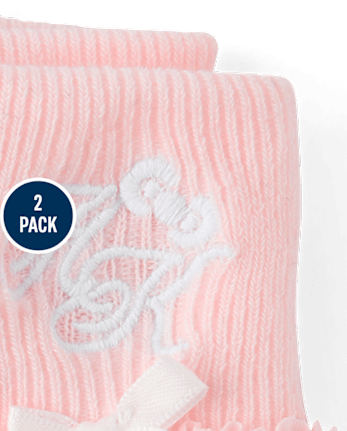 Girls Hello KittyÂ® Embroidered Ruffle Pointelle Turn Cuff Socks 2-Pack