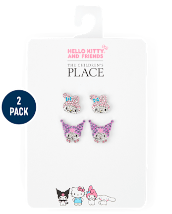 Girls Hello Kitty And Friendsâ¢ Pave Earrings 2-Pack