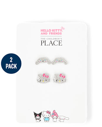 Girls Hello Kitty And Friendsâ¢ Pave Earrings 2-Pack