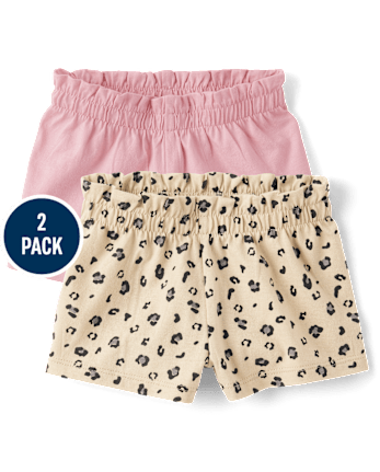 Baby Girls Leopard Paperbag Waist Shorts 2-Pack