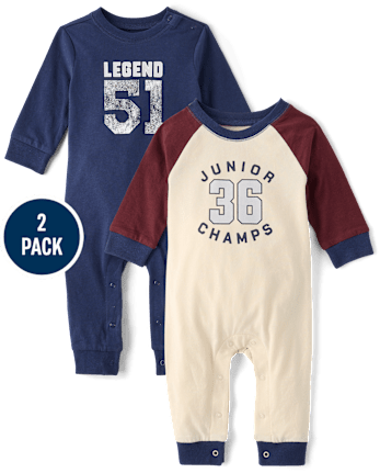 Baby Boys Varsity Romper 2-Pack