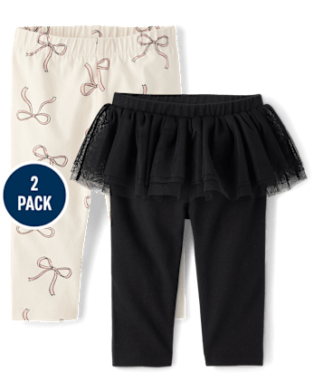 Leggings tutu à nœud pour bébés filles (lot de 2)
