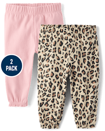 Baby Girls Leopard Ruffle Pants 2-Pack