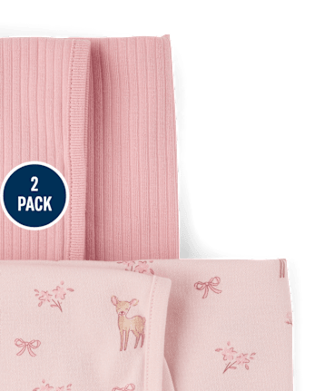 Baby Girls Deer Swaddle Blanket 2-Pack
