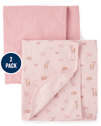 Baby Girls Deer Swaddle Blanket 2-Pack