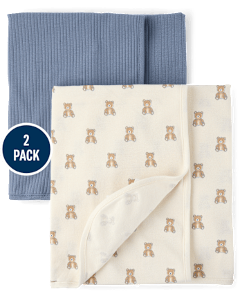 Baby Boys Bear Swaddle Blanket 2-Pack