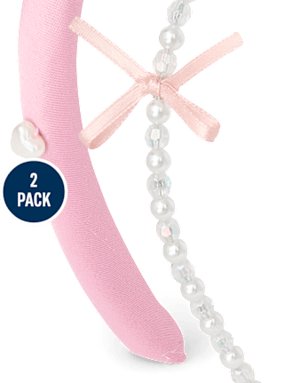 Girls Faux Pearl Headband 2-Pack