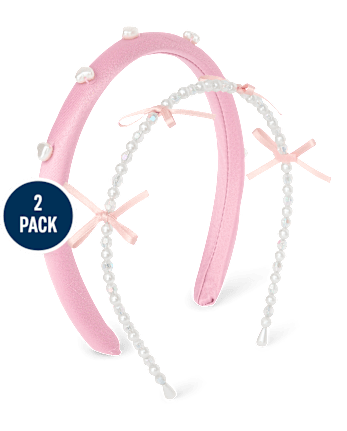 Girls Faux Pearl Headband 2-Pack