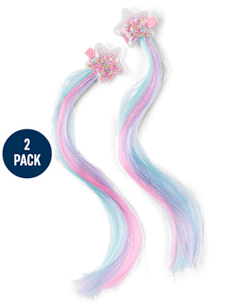 Girls Shakey Star Faux Hair Extension Hair Clip 2-Pack