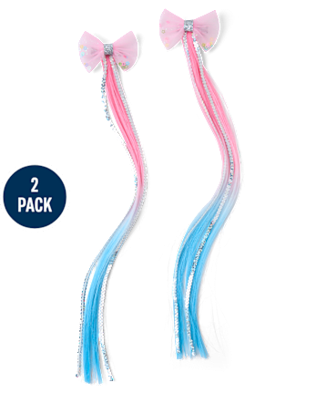 Girls Bow Hair Extension Hair Clip 2-Pack