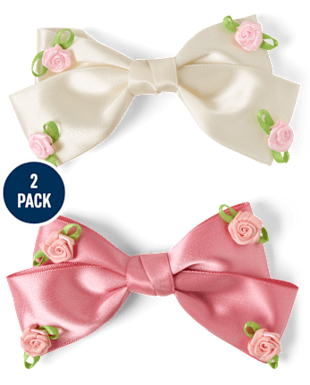 Girls Bow Rosette Hair Clip 2-Pack