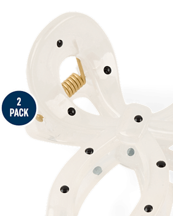 Girls Polka Dot Bow Claw Clip 2-Pack