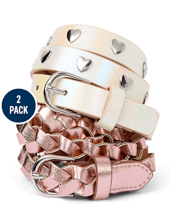 Girls Braided Belt 2-Pack