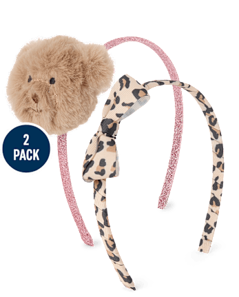 Toddler Girls Plush Bear Headband 2-Pack