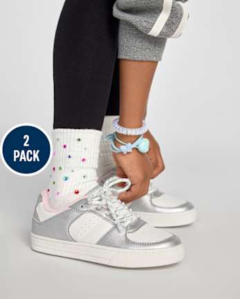 Girls Embellished Midi Socks 2-Pack