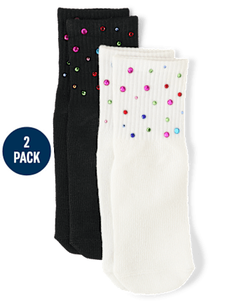 Girls Embellished Midi Socks 2-Pack