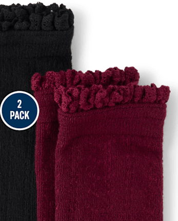 Girls Pointelle Boot Socks 2-Pack