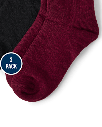 Girls Pointelle Boot Socks 2-Pack