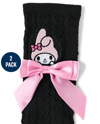 Girls Hello Kitty® Embroidered Bow Boots Socks 2-Pack