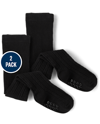 Girls Cable Knit Tights 2-Pack