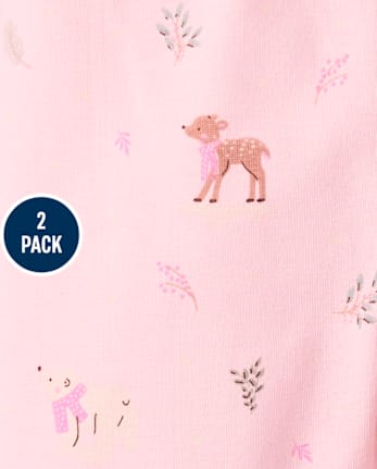 Baby Girls Winter Ruffle Leggings 2-Pack - ROSE MIST
