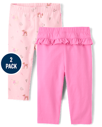 Baby Girls Winter Ruffle Leggings 2-Pack - ROSE MIST