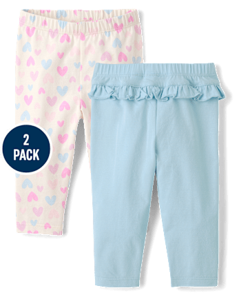Baby Girls Heart Ruffle Leggings 2-Pack - FAIR IVORY