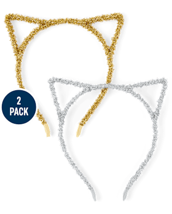 Girls Tinsel Cat Ear Headband 2-Pack - MULTI CLR