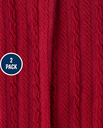 Baby And Toddler Girls Bow Tights 2-Pack - RED OCHRE