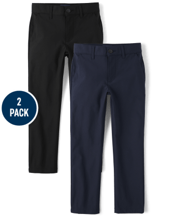 Boys Uniform Quick Dry Skinny Chino Pants 2-Pack