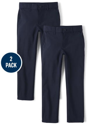 Boys Uniform Quick Dry Skinny Chino Pants 2-Pack