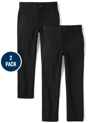 Pantalones chinos ajustados de secado rápido para uniforme para niños, paquete de 2