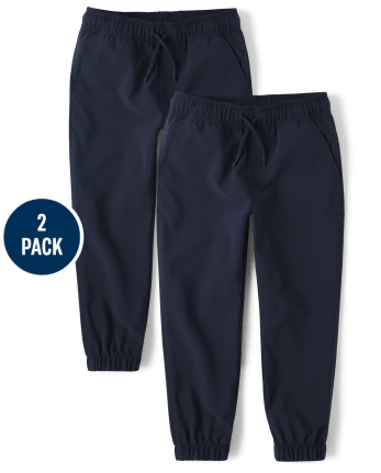 Boys Quick Dry Pull On Jogger Pants 2-Pack