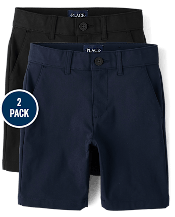 Paquete de 2 pantalones cortos chinos uniformes de secado rápido para niños