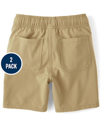 Paquete de 2 pantalones cortos tipo jogger sin cierres de secado rápido para niños