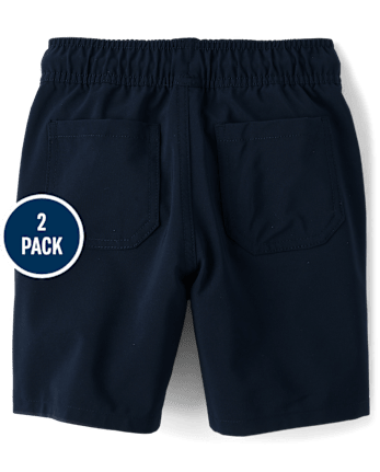 Boys Quick Dry Pull On Jogger Shorts 2-Pack