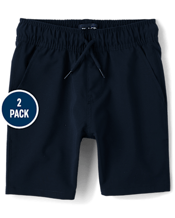 Boys Quick Dry Pull On Jogger Shorts 2-Pack