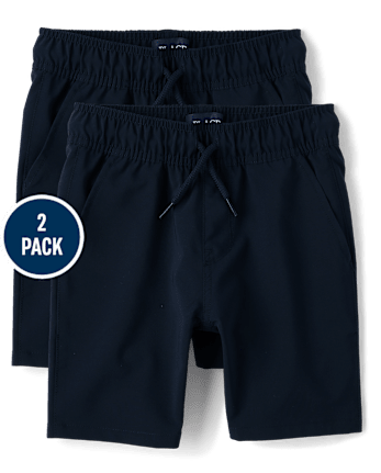 Boys Quick Dry Pull On Jogger Shorts 2-Pack