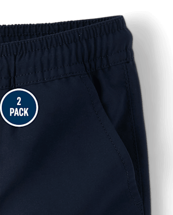 Paquete de 2 pantalones deportivos sin cordones de secado rápido para bebés y niños pequeños