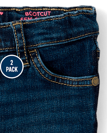 Pack de 2 vaqueros con corte tipo bota para bebés y niñas pequeñas
