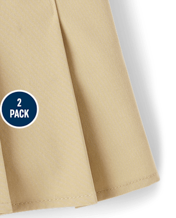 Falda pantalón plisada de secado rápido uniforme para niñas, paquete de 2