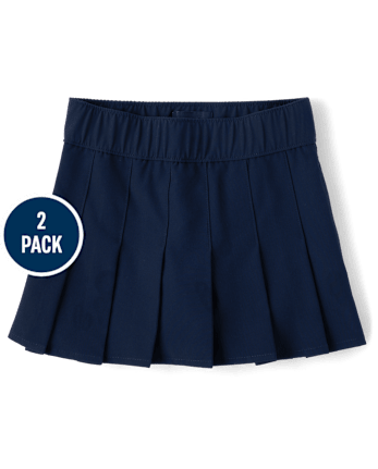 Falda pantalón plisada de secado rápido uniforme para niñas, paquete de 2