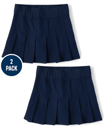 Girls Uniform Quick Dry Pleated Skort 2-Pack