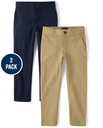Boys Uniform Quick Dry Skinny Chino Pants 2-Pack