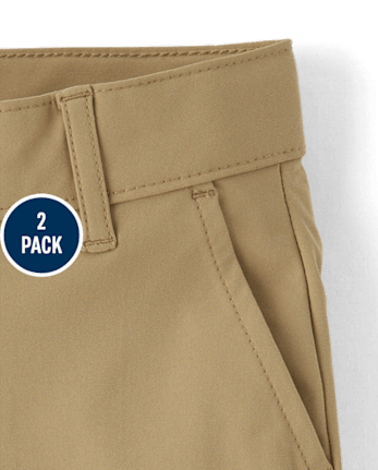 Pantalones chinos ajustados de secado rápido para uniforme para niños, paquete de 2